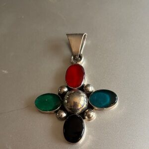 Sterling Silver Pendant with 4 stones